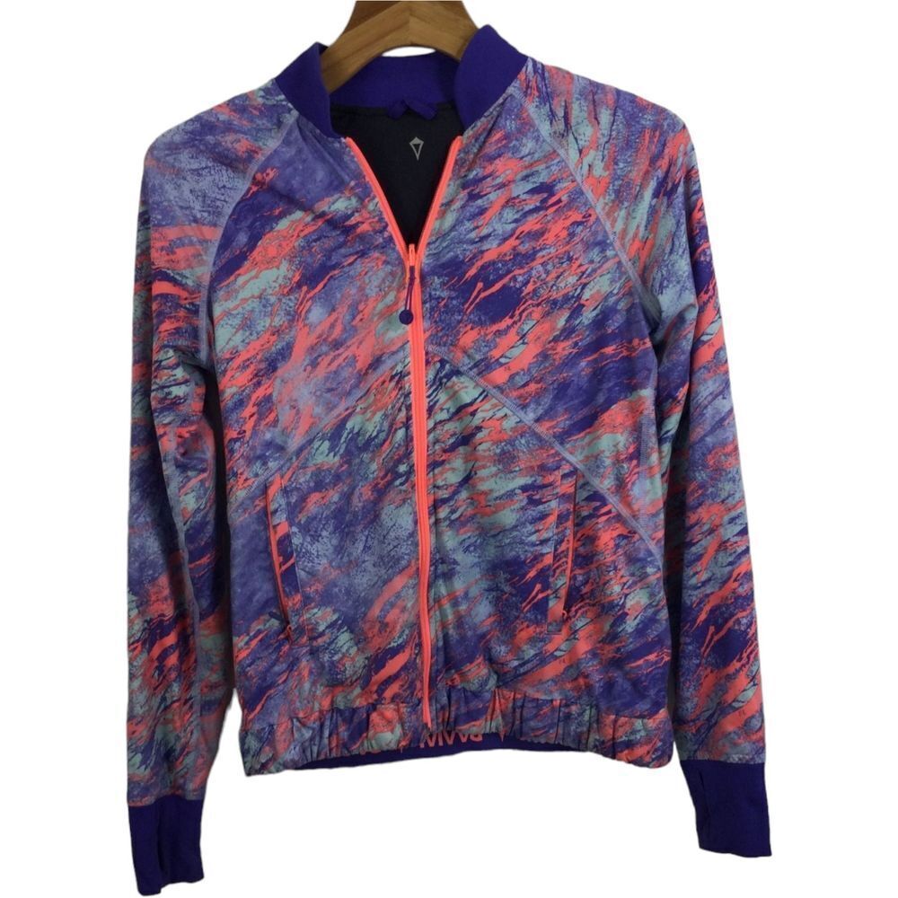Lululemon Ivivia Girls Youth Full Zip Performance Knit Jacket Purple Orange 14
